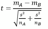 Test statistic for t-tests