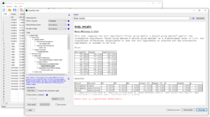 Hypothesis test - Statistical analyses - screenshot