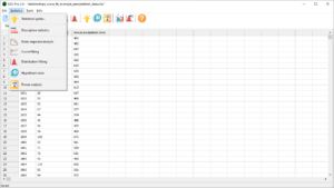 Main screen - statistical analyses - GSS - Screenshot